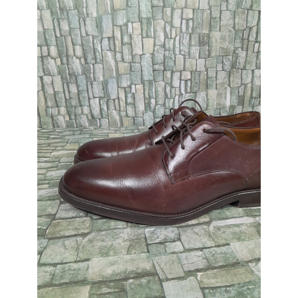 JOHNSTON MURPHY EDGERTON PLAIN TOE MENsz  10 M MAHOGANY LEATHER Oxford Derby - Picture 11 of 12